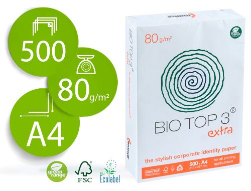 Papel fotocopia biotop extra ecologico din a4 embalagem de 500 folhas , Biotop , 44260 , 3329680327007